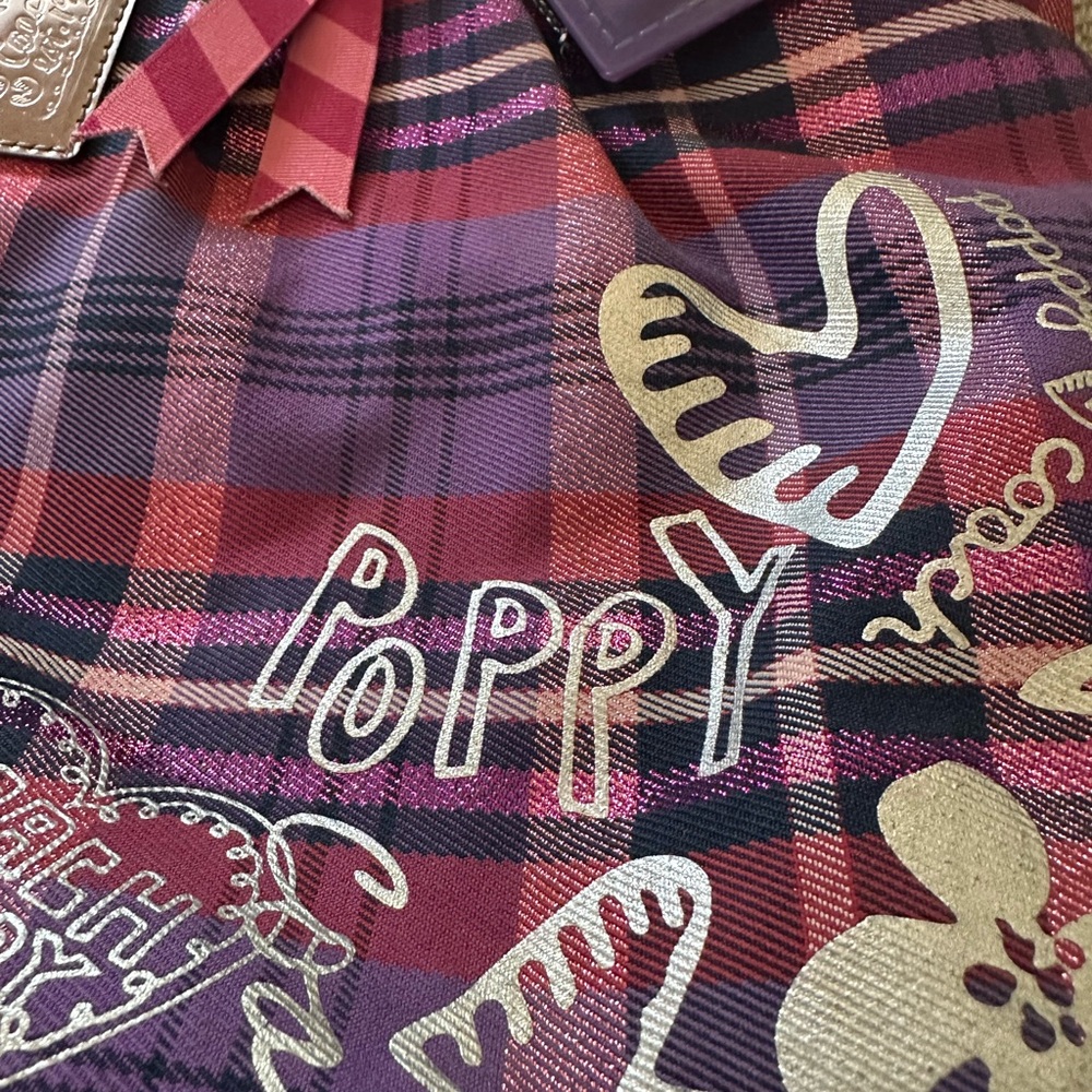 Coach Tartan Plaid Glam Tot Pink & Purple Poppy &  5 Hang Tags -‎ Collectible - Picture 11 of 15
